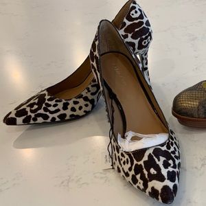 NWT Calvin Klein Black White Leopard Pumps 8